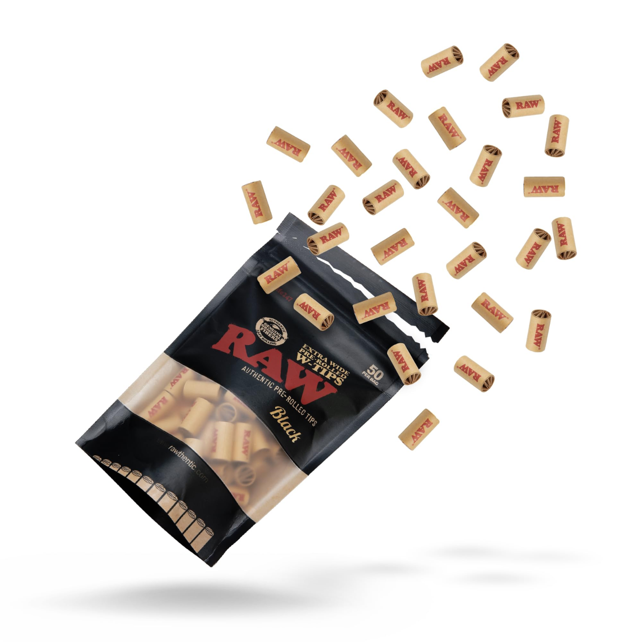 RAW BLACK EXTRA WIDE PRE ROLLED W-TIPS WIDE 50CT PACK (RAW-205)